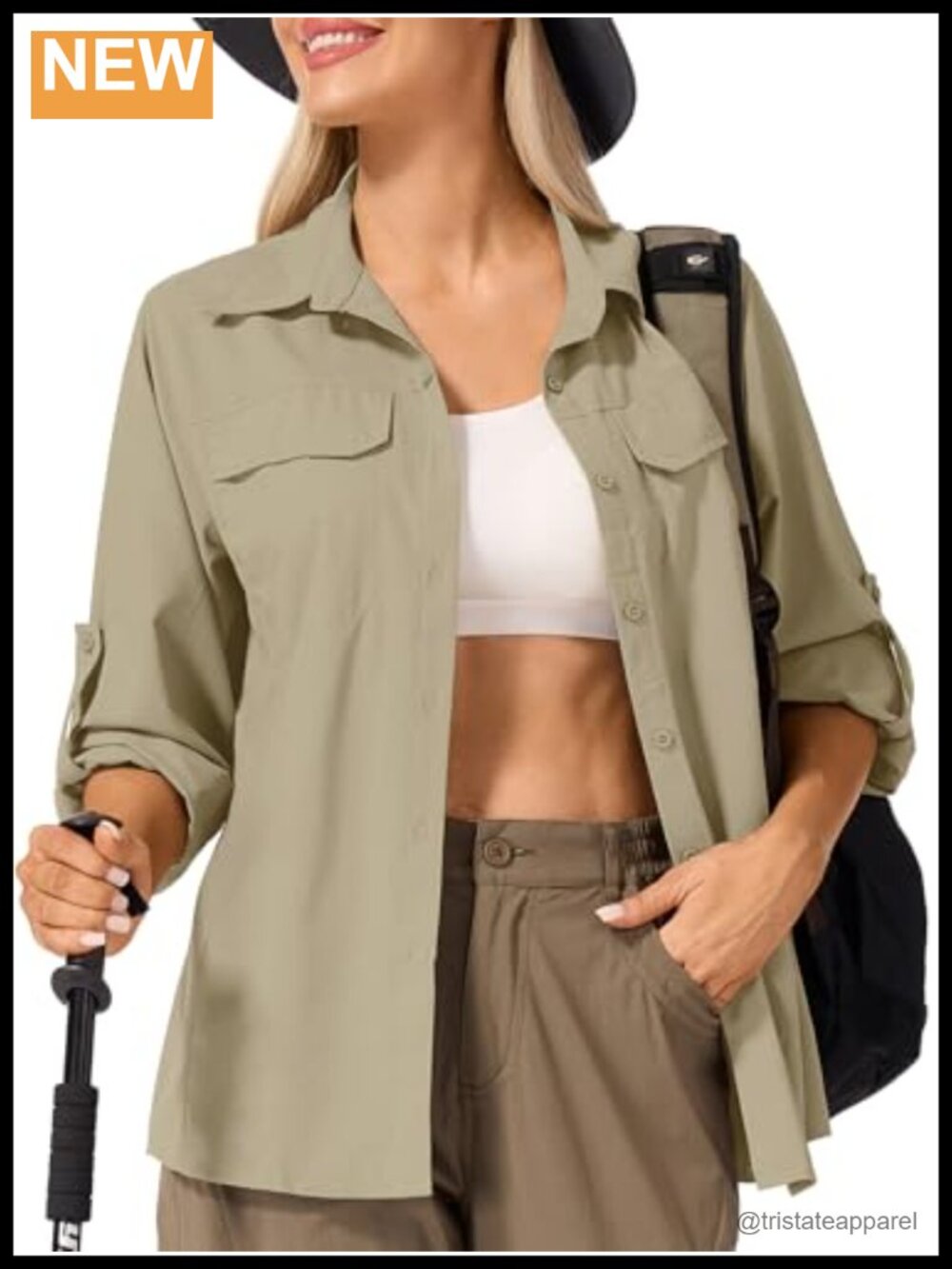 UPF 50 Long Sleeve Sun Protection Safari Shirt Quick Dry Outdoor Fishing Hiking